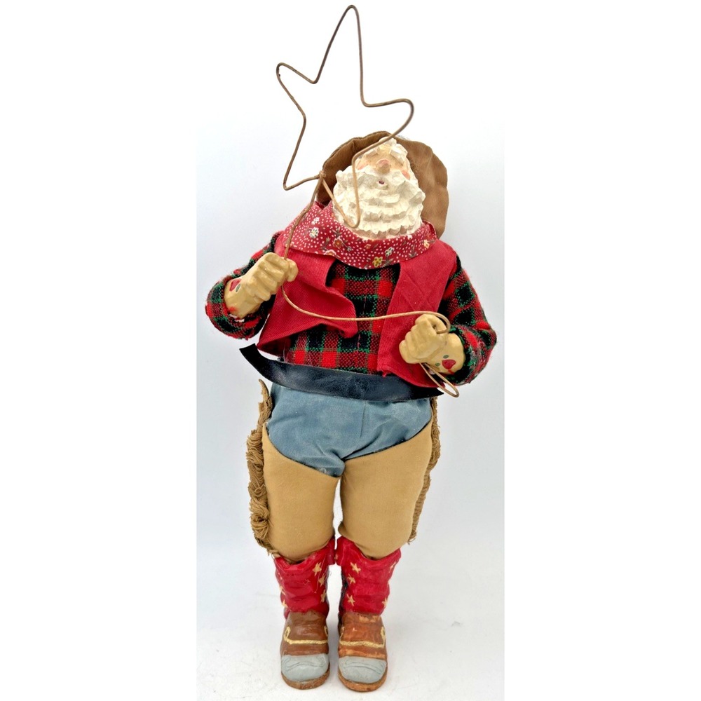 Kurt S. Adler Western Santa Claus Cowboy With Lasso star 11.5"Tall soft figurine
